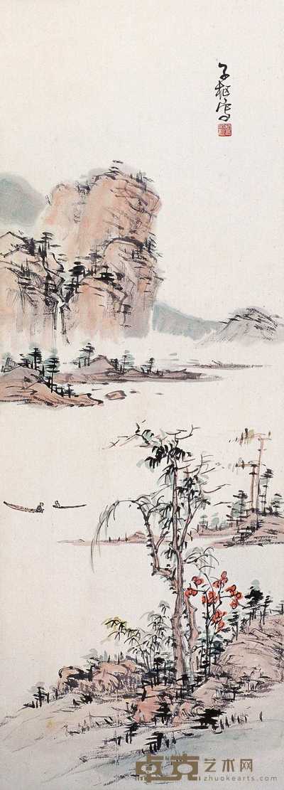 卢子枢 江行图 立轴 82×29cm